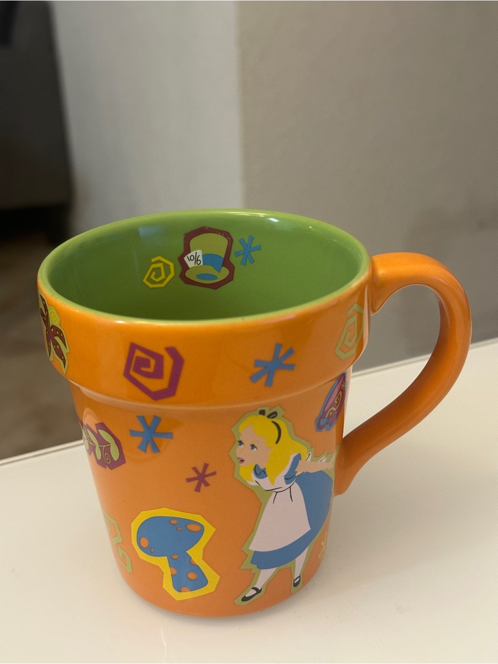 Alice in Wonderland Orange and Green Mug